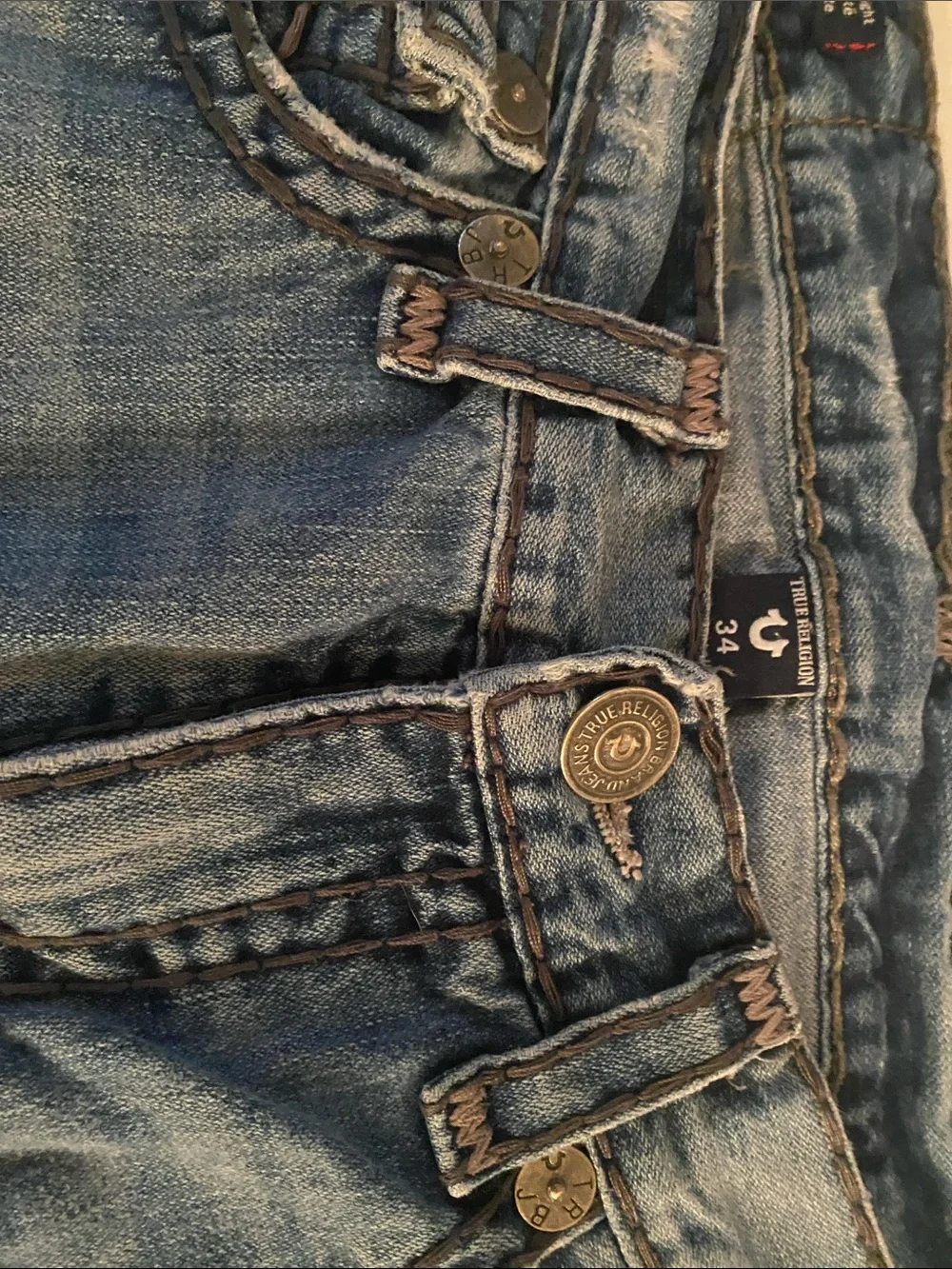Two pairs of Vintage made in USA Men's True Religion Jeans.